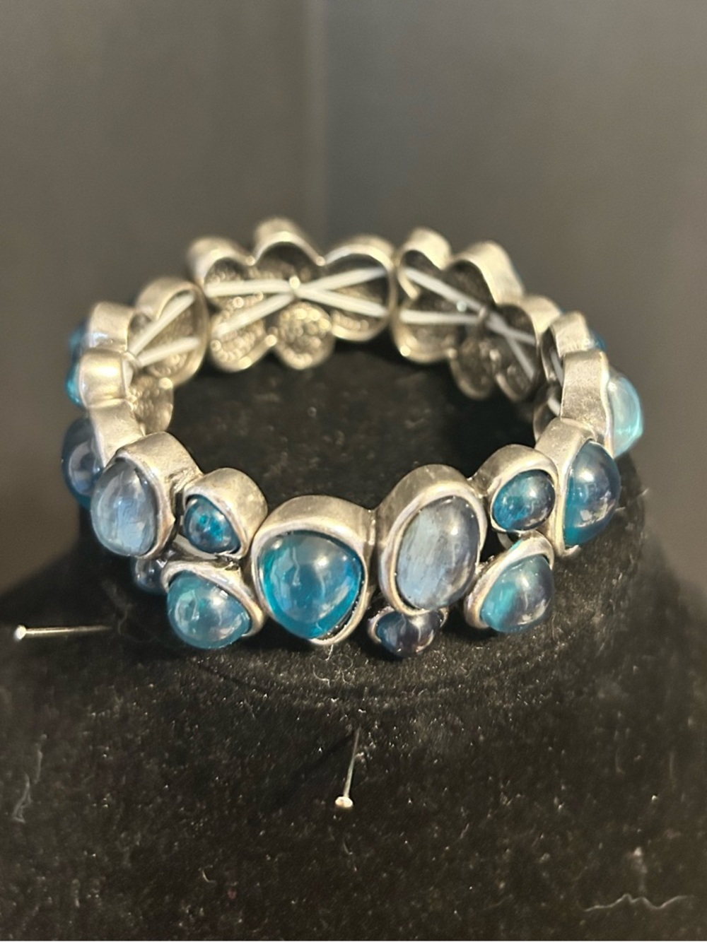 Blue Cabochon Multi-Stone Silver Bracelet - Unbranded - Picture 4 of 4